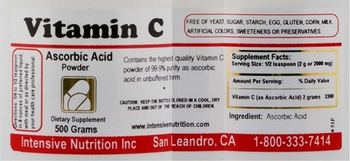 Intensive Nutrition Inc Vitamin C Ascorbic Acid Powder - supplement
