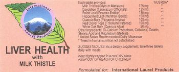 International Laurel Products Liver Health With Milk Thistle - 
