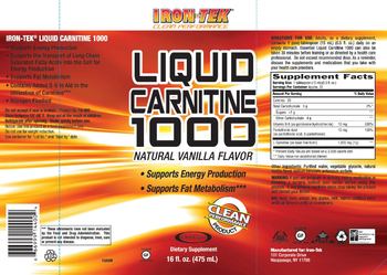 Iron-Tek Liquid Carnitine 1000 Natural Vanilla Flavor - supplement