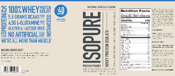 ISOPURE Whey Protein Isolate Natural Vanilla Flavor - supplement