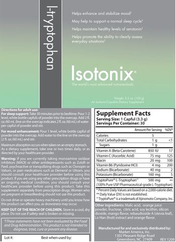 Isotonix l-Tryptophan - an isotoniccapable supplement