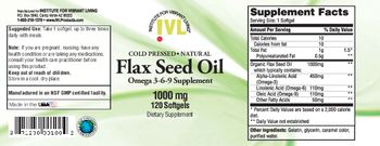 IVL Institute For Vibrant Living Flax Seed Oil 1000 mg - supplement