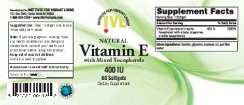 IVL Institute For Vibrant Living Natural Vitamin E With Mixed Tocopherols - supplement