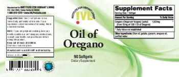 IVL Institute For Vibrant Living Oil Of Oregano - supplement