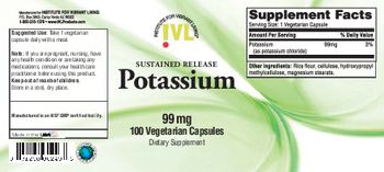 IVL Institute For Vibrant Living Sustained Release Potassium 99 mg - supplement