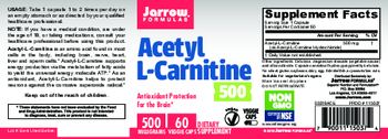 Jarrow Formulas Acetyl L-Carnitine 500 mg - supplement