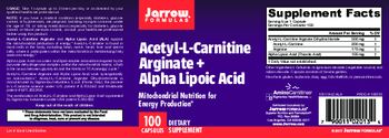 Jarrow Formulas Acetyl L-Carnitine Arginate + Alpha Lipoic Acid - supplement