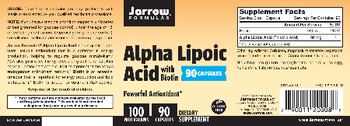 Jarrow Formulas Alpha Lipoic Acid 100 mg with Biotin - supplement