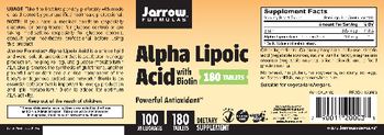 Jarrow Formulas Alpha Lipoic Acid 100 mg with Biotin - supplement