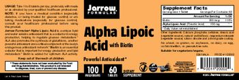 Jarrow Formulas Alpha Lipoic Acid 100 mg with Biotin - supplement