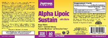 Jarrow Formulas Alpha Lipoic Sustain 300 mg With Biotin - supplement