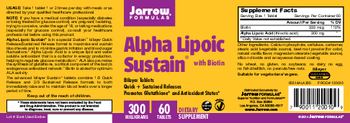 Jarrow Formulas Alpha Lipoic Sustain 300 mg With Biotin - supplement