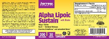 Jarrow Formulas Alpha Lipoic Sustain 300 mg with Biotin - supplement