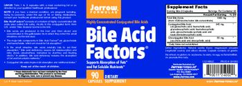 Jarrow Formulas Bile Acid Factors - supplement