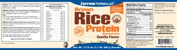 Jarrow Formulas Brown Rice Protein Concentrate Vanilla Flavor - 