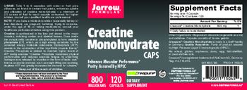 Jarrow Formulas Creatine Monohydrate Caps 800 mg - supplement