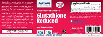 Jarrow Formulas Glutathione Reduced 500 mg - supplement