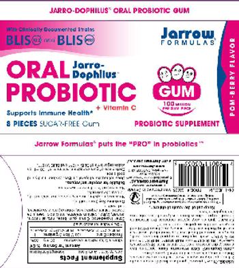 Jarrow Formulas Jarro-Dophilus Oral Probiotic + Vitamin C Gum - probiotic supplement