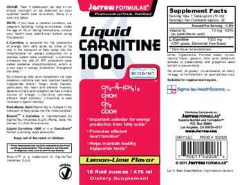 Jarrow Formulas Liquid Carnitine 1000 Lemon-Lime Flavor - supplement