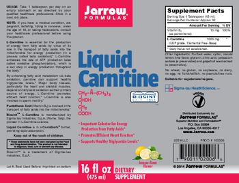Jarrow Formulas Liquid Carnitine Lemon-Lime Flavor - supplement