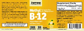 Jarrow Formulas Methyl B-12 Lemon Flavor 1000 mcg - supplement