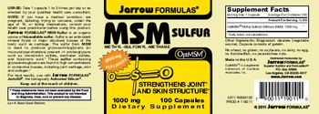 Jarrow Formulas MSM Sulfur 1000 mg - supplement