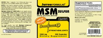Jarrow Formulas MSM Sulfur - supplement