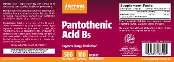 Jarrow Formulas Pantothenic Acid B5 500 mg - supplement