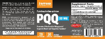 Jarrow Formulas PQQ 20 mg - supplement