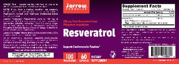 Jarrow Formulas Resveratrol 100 mg - supplement