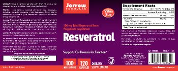 Jarrow Formulas Resveratrol 100 mg - supplement