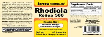 Jarrow Formulas Rhodiola Rosea 500 mg - supplement