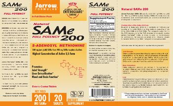 Jarrow Formulas SAMe 200 mg - supplement