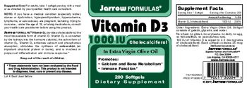 Jarrow Formulas Vitamin D3 1000 IU - supplement