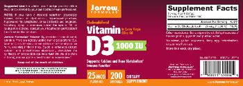 Jarrow Formulas Vitamin D3 25 mcg (1000 IU) - supplement