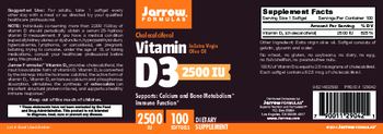 Jarrow Formulas Vitamin D3 2500 IU - supplement