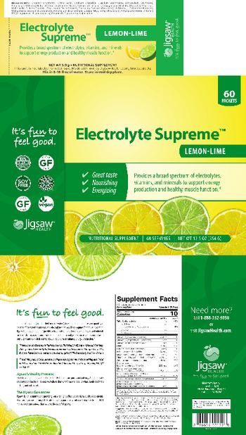Jigsaw Health Electrolyte Supreme Lemon Lime - nutritional supplement