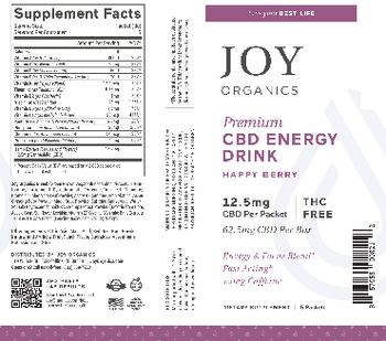 Joy Organics Premium CBD Energy Drink Happy Berry - supplement