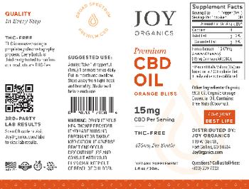 Joy Organics Premium CBD Oil Orange Bliss 15 mg - supplement