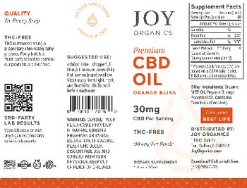 Joy Organics Premium CBD Oil Orange Bliss 30 mg - supplement
