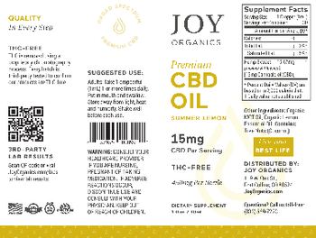 Joy Organics Premium CBD Oil Summer Lemon 15 mg - supplement