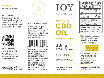 Joy Organics Premium CBD Oil Summer Lemon 30 mg - supplement