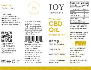 Joy Organics Premium CBD Oil Summer Lemon 45 mg - supplement
