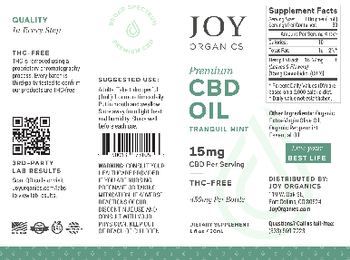 Joy Organics Premium CBD Oil Tranquil Mint 15 mg - supplement