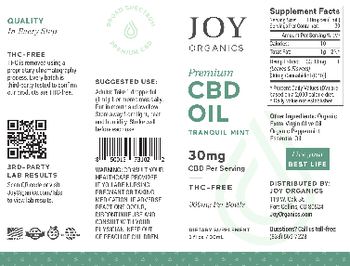 Joy Organics Premium CBD Oil Tranquil Mint 30 mg - supplement
