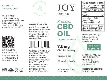 Joy Organics Premium CBD Oil Tranquil Mint 7.5 mg - supplement