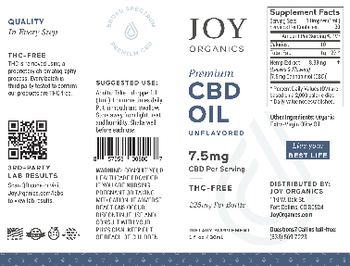 Joy Organics Premium CBD Oil Unflavored 7.5 mg - supplement