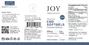 Joy Organics Premium CBD Softgels 25 mg - supplement