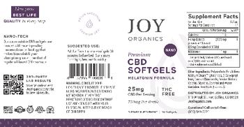 Joy Organics Premium CBD Softgels Melatonin Formula 25 mg - supplement