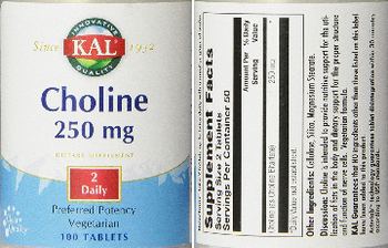 KAL Choline 250 mg - supplement
